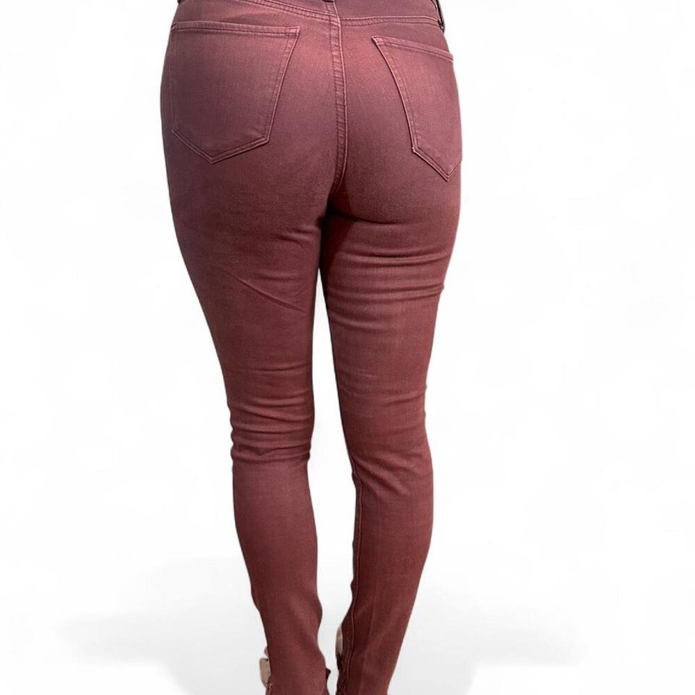 Lucky Brand Ava Skinny Burgundy High Waisted Frayed Hem Jeans Size 4 2010s Style